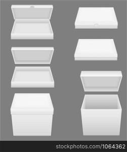 set icons white packing box vector illustration isolated on gray background