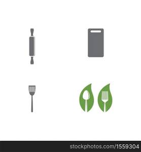 Set Kitchen icon cooking tools vector flat design