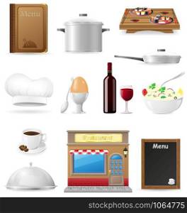 set kitchen icons for restaurant cooking vector illustration isolated on white background