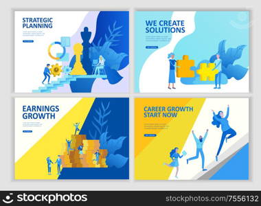 Set Landing page template people business app, file protection merger, focus group research and career growth cooming soon start up and solution. Vector illustration concept website mobile development. Set Landing page template people business app, file protection merger, focus group research and career growth cooming soon start up and solution. Vector illustration concept website mobile