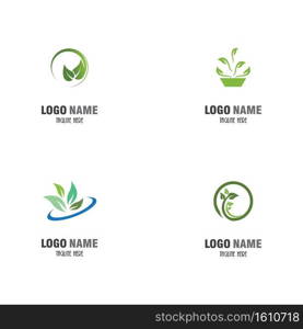 Set Leaf  ecology Logo Template vector symbol nature