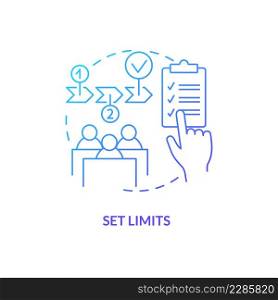 Set limits blue gradient concept icon. Class discipline. Tips for teacher. Conduct disorder abstract idea thin line illustration. Isolated outline drawing. Myriad Pro-Bold fonts used. Set limits blue gradient concept icon