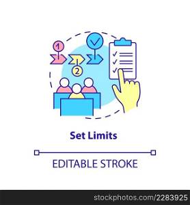 Set limits concept icon. Class discipline. Tips for teacher. Conduct disorder abstract idea thin line illustration. Isolated outline drawing. Editable stroke. Arial, Myriad Pro-Bold fonts used. Set limits concept icon