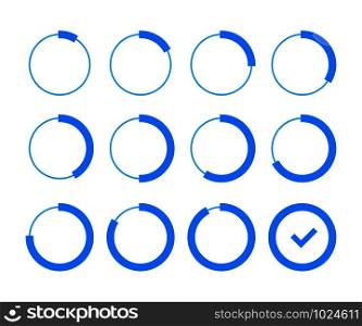 set loading blue circle in flat style, vector. set loading blue circle in flat style