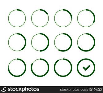 set loading green circle in flat style, vector. set loading green circle in flat style