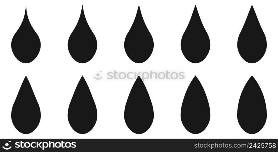 Set logo shape of water drop, vector template various shapes of oil liquid droplet, illustration design