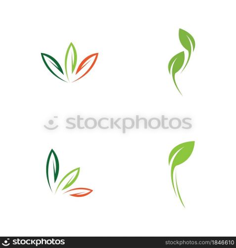 set logos of green leaf ecology nature element vector