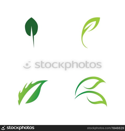 set logos of green leaf ecology nature element vector