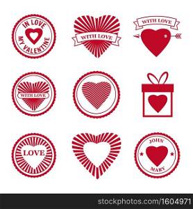 Set Love Mail icon Happy Valentine day Heart st&s. Set Love Mail icon Happy Valentine day Heart st&s. Symbol for mail design vector isolated