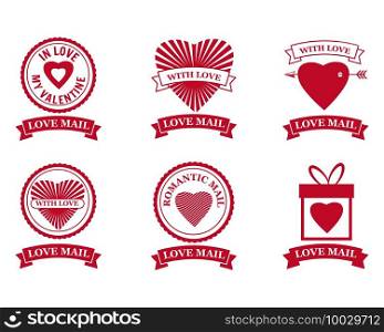 Set Love Mail icon Happy Valentine day Heart With Love. Set Love Mail icon Happy Valentine day Heart With Love. Symbol for mail design vector isolated