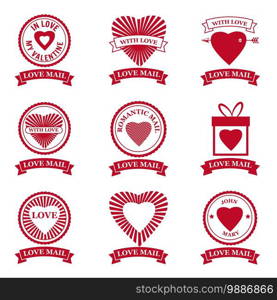 Set Love Mail icon Happy Valentine day Heart With Love. Set Love Mail icon Happy Valentine day Heart With Love. Symbol for mail design vector isolated