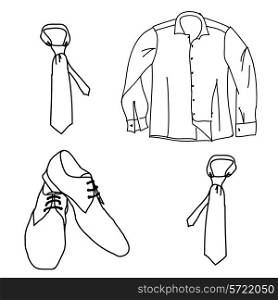 Set man clothes , shirt shoes tie.
