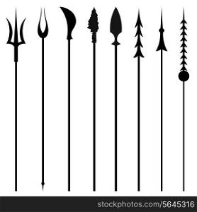 Set mines and tridents isolated on white background. Vector illustration.