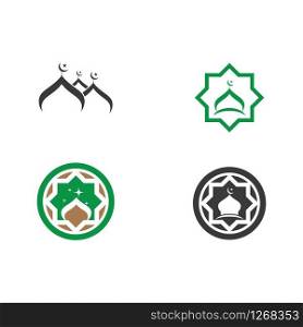 Set Mosque Moslem icon vector Illustration design template