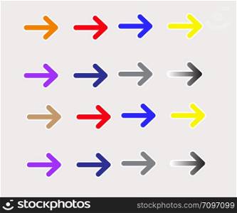 set multicolor arrows icon on white background. set multicolor arrows sign. flat style. multicolor arrows symbol.
