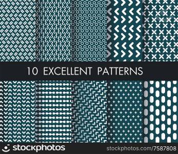 Set of 10 perfect patterns.Modern hand drawn geomitric backgrounds.