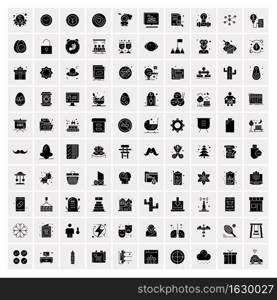 Set of 100 Business Solid Glyph icons