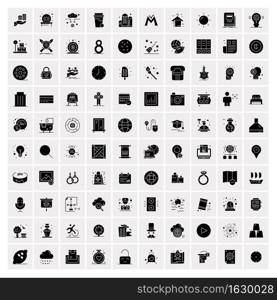 Set of 100 Business Solid Glyph icons