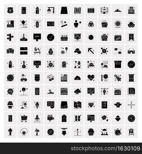 Set of 100 Business Solid Glyph icons