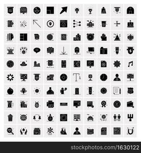 Set of 100 Business Solid Glyph icons