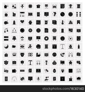 Set of 100 Business Solid Glyph icons