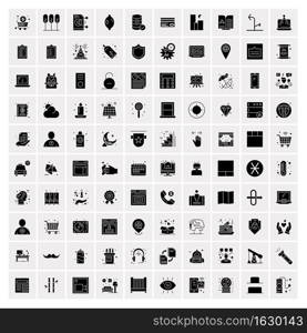 Set of 100 Business Solid Glyph icons