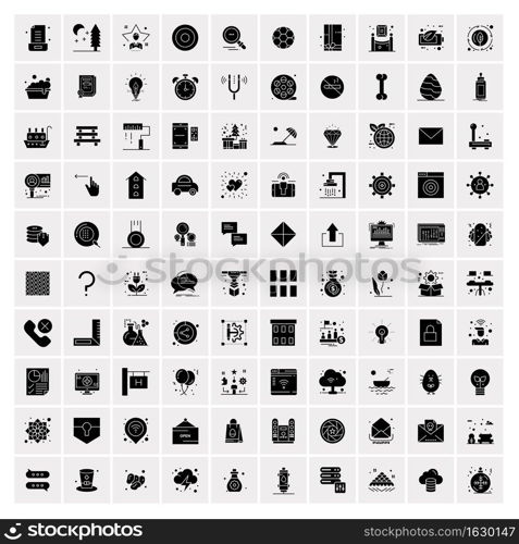 Set of 100 Business Solid Glyph icons