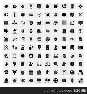 Set of 100 Business Solid Glyph icons