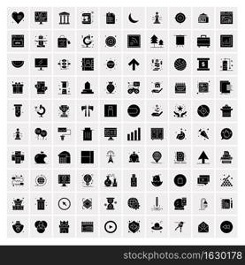 Set of 100 Business Solid Glyph icons