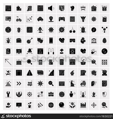 Set of 100 Business Solid Glyph icons