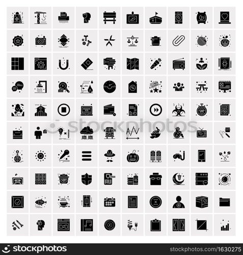 Set of 100 Business Solid Glyph icons