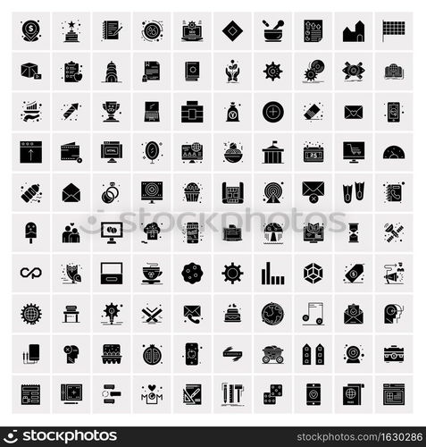 Set of 100 Business Solid Glyph icons