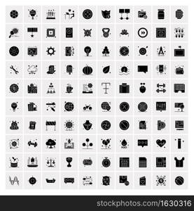 Set of 100 Business Solid Glyph icons