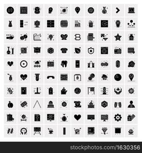 Set of 100 Business Solid Glyph icons