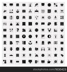 Set of 100 Business Solid Glyph icons