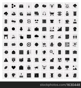 Set of 100 Business Solid Glyph icons