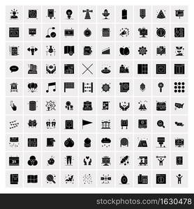 Set of 100 Business Solid Glyph icons