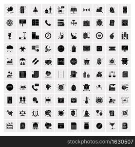 Set of 100 Business Solid Glyph icons