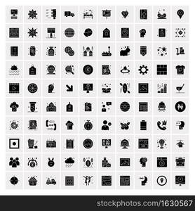 Set of 100 Business Solid Glyph icons