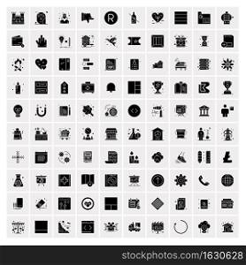 Set of 100 Business Solid Glyph icons
