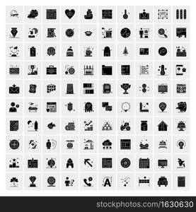 Set of 100 Business Solid Glyph icons