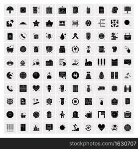 Set of 100 Business Solid Glyph icons