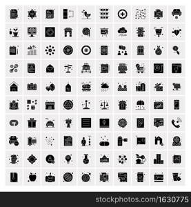 Set of 100 Business Solid Glyph icons