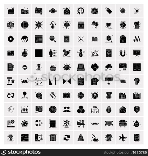 Set of 100 Business Solid Glyph icons