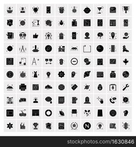 Set of 100 Business Solid Glyph icons