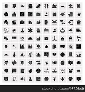 Set of 100 Business Solid Glyph icons