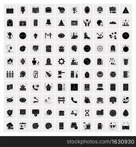 Set of 100 Business Solid Glyph icons