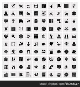 Set of 100 Business Solid Glyph icons