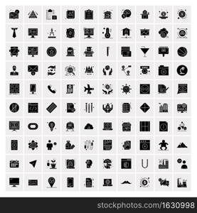 Set of 100 Business Solid Glyph icons