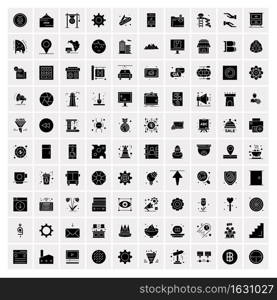 Set of 100 Business Solid Glyph icons